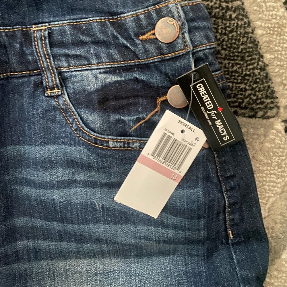Dollhouse Junior's Ripped Denim Skirtall Blue - Picture 5 of 13